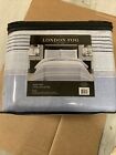 London Fog Queen 3 Piece Duvet Sham Set Plaid Flannel Collection Blue Stripe