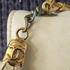 Chanel Beige Leather Small Cc Logo Flap Shoulder Bag Gold Chain Strap Tassel