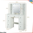 Vanity Set Makeup Dressing Table With 3-color Dimmable Lighted Mirror 7 Drawers
