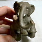 Super Cute Vintage Porcelain Elephant Sitting And Smoking A Pipe 3  Tall