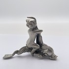 Vintage Fine Pewter Signed H Hudson Figurine 2    Tall Riding A Fish Fantasy