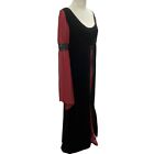 Vintage Subterranea Women Maxi Renaissance Dress Size L Black Velvet Medieval