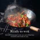 Mammafong Pre Seasoned Blue Carbon Steel Flat Bottom Wok -14 Inch Chinese Pow