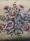 Vintage Floral Needle-point embroidered Decorative Pillow Beige 12in X 10in