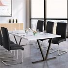 Dining Chairs Leather Modern Dining Room Chairs Metal Home Kitchen Black 2pcs