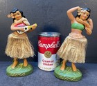 Pair   Vintage 7  Hula Dancing Girl Nodder Bobble Head Hawaiiana Aloha Japan 40s