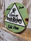 Vintage Crush Porcelain Sign Old Lime Rickey Soda Cola Pop Beverage Sold Here