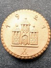 Germany Freiberg Porcelain 50 Pfennig 1921 Notgeld Emergency Coin- Castle Design