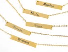 Personalized Name Engraved Bar Chain Necklace Custom Jewelry Silver Gold Pendant
