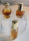 Vintage Miniature Glass Perfume Bottles Lot Of 3  Gold Tops Pretty Vanity Decor 