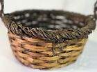 Antique Vintage Two Tone Hanging Basket Twisted Tall Handle Planter 14 x8x 4 