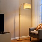 Edishine Dimmable Arched Floor Lamp  Gold Standing Lamp Adjustable Line Lampshad