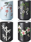 4 Pcs Japanese Tea Cups Handle Less Ceramic Japanese Gifts Chinese Restaurant   
