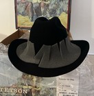 Stetson Rancher 6x Fur Felt Black Western Hat Size 7 1 4 6x  With 3 1 4    Brim