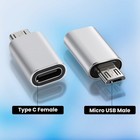 2pcs New Type C Female To Micro Usb Male Port Converter Charge Data Sync Adapter