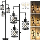 Tall Dimmable Floor Lamp  Farmhouse Standing Lamp With 72  Black