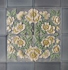 Germany - M O   P F - Antique Art Nouveau Majolica 16 Tile Set  C1900