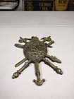 Vintage 17  Metal Renaisance Coat Of Arms Shield   Armaments Wall Plaque Hanging