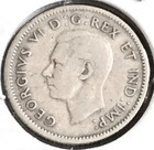 1944 Canada 10 Cents 80  Silver Km  34