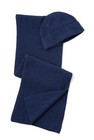  Men s 100  Cashmere Ribbed Knit Hat And Scarf Set  Gift Box Navy