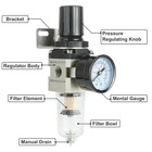 1 4 Inch Air Compressor Filter Regulator Combo  Water Oil Separator With Pres   