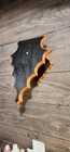 European Deer Skull Mount Plaque Large Knapped Arrowhead Midnight Orange