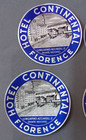 Vintage Luggage Labels Lot Continental Hotel Florence Italy Foiled Paper Sticker