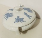 Antique 19thc Ironstone China Childs Covered Nursery Dish Animals 1860