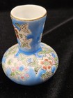 Vintage Enesco Hand Painted Blue Floral Gold Rim Porcelain Miniature Vase 2 5      