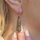 Antique Victorian 9ct Yellow Gold Pique Floral Drop Dangle Earrings