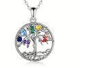 7 Chakra Tree Life Yoga Cz Pendant On 925 Plated Sterling Silver 24  Necklace