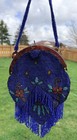 Antique Philtan Hand Beaded Celluloid Frame Purse Belgium Blue Flapper