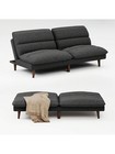 Convertible Futon Sofa Bed 2-seater Corduroy Upholstered Adjustable Couch