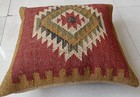 Handmade Kilim Cushion Cover Natural Jute Pillow Case 18x18  Square Home Decor