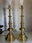 Vintage Pair  Stiffel  Heavy Solid Brass Table Lamps  no Shades  