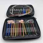 Circular Knitting Needle Set In Zip Closure Brown Vinyl Case Multi Sets Crafting