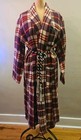 Vintage 1940s Genuine Beacon Blanket Robe Plaid Cord Trim Braided Belt Soft Warm