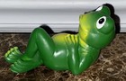 Green Frog Lounging Resin Statue Garden Sculpture Tabletop Figurine Home Decor