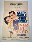 Never Let Me Go Rare 1953 Clark Gable Film Window Card Movie Poster Gene Tierney