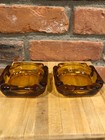 Vintage Mcm Amber Glass Ashtray 3  Lot Of  2 