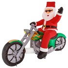 Christmas Masters 7 5 Ft Long Inflatable Santa Claus Riding A Motorcycle With Ha
