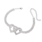 Anklet Heart Ankle Bracelet Chain Love Bling Double Barefoot Crystal Foot