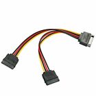 2x Sata Power 15 Pin Y Splitter Cable Adapter Male To Female For Hdd Hard Drive