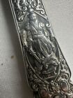 Antique Gorgeous Sterling Silver Ornate Japanesque Man W Bird Cake Knife W Mono
