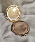 Vintage Stratton England Burgundy Enamel Gold Floral Powder Compact Mirror 3 5 