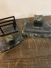 Antique Art Deco Marble Desk Set J  Becker Heidelberg - Inkwell  Blotter  Rack