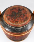 Antique Chinese Lacquer Wedding Basket Single Tier Lidded Carrier Quin 13x10