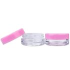 50 Pack 3 Gram ml Pink Lid Plastic Makeup Cosmetic Cream Sample Jar Containers