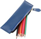 Genuine Leather Pencil Case - Zippered Pen Case Stationery Bag Zipper Pouch P   