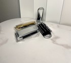 Folding Travel Hair Brush With Mirror  Plastic 4 In  Silver Gold Black Unisex